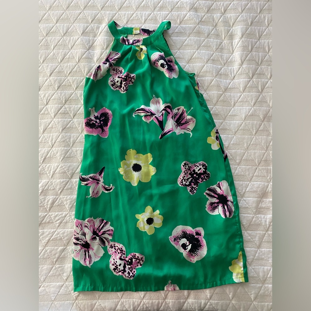J.Crew woman’s size 6 Green floral sleeveless Dress